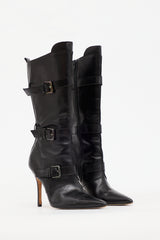 Manolo Blahnik Leather Strap Boot Boot