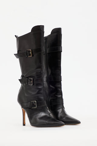 Manolo Blahnik Leather Strap Boot Boot