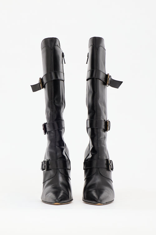 Manolo Blahnik Leather Strap Boot Boot