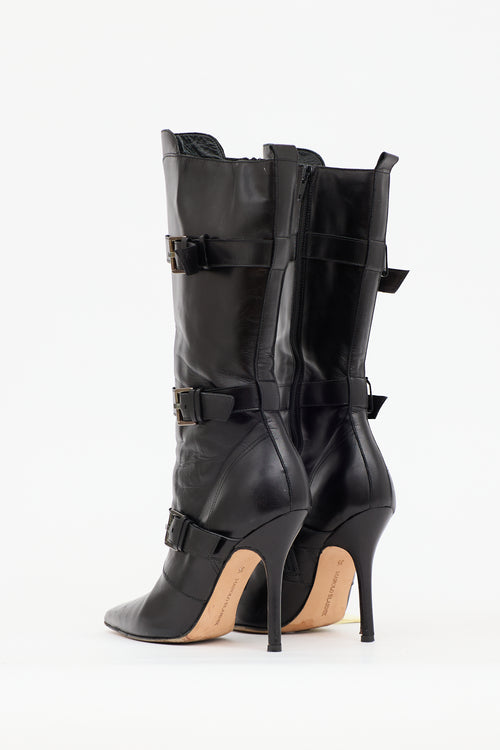 Manolo Blahnik Leather Strap Boot Boot