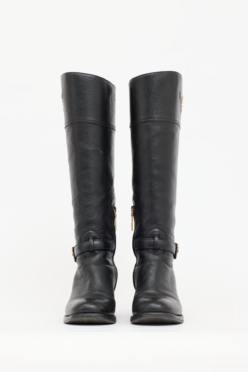 Prada Pebbled Leather Logo Boot