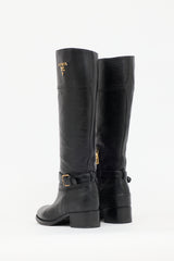 Prada Pebbled Leather Logo Boot
