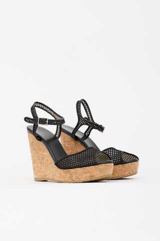 Jimmy Choo Mesh & Cork Wedge Sandal