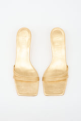 Tibi Metallic Leather Square Toe Sandal