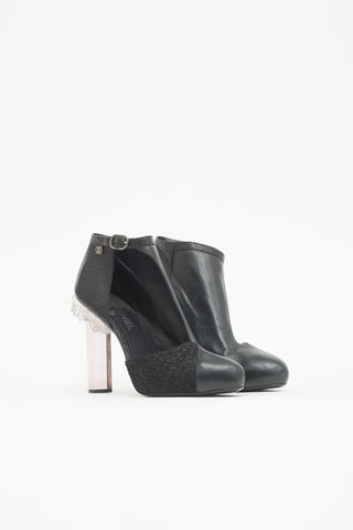 Chanel FW 2012 Leather Crystal Heel Boot