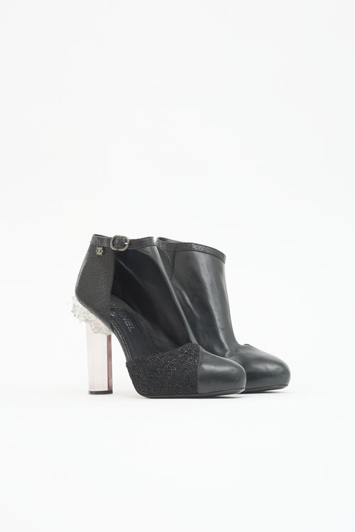 Chanel FW 2012 Leather Crystal Heel Boot