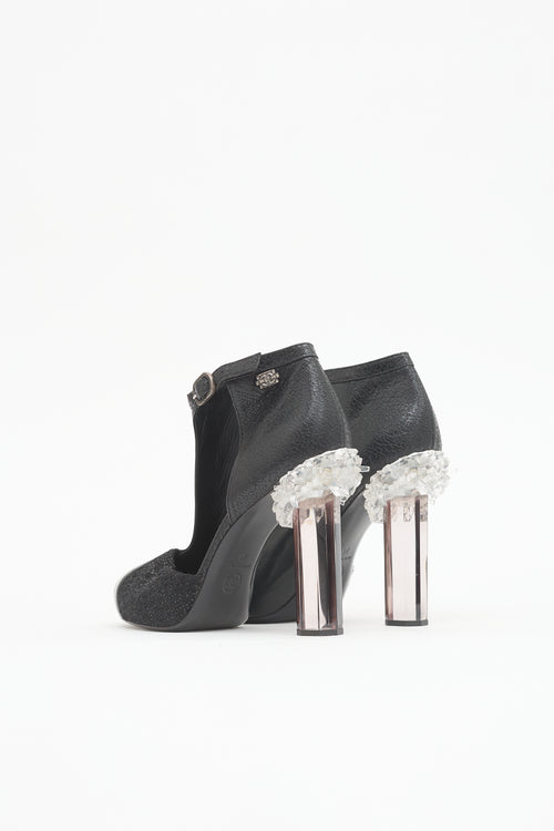 Chanel FW 2012 Leather Crystal Heel Boot