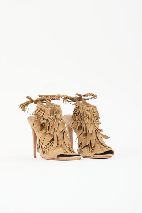 Aquazzura Suede Fringe Sandal