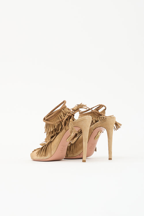 Aquazzura Suede Fringe Sandal