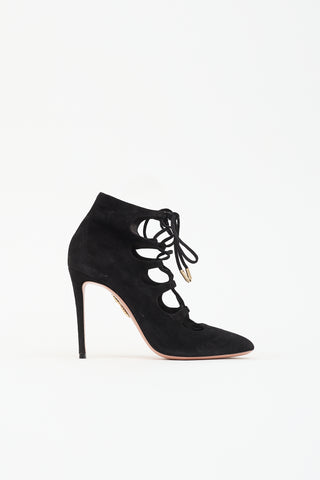 Aquazzura Suede Lace Up Heel