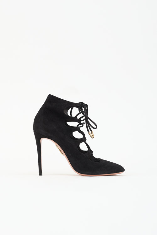 Aquazzura Suede Lace Up Heel