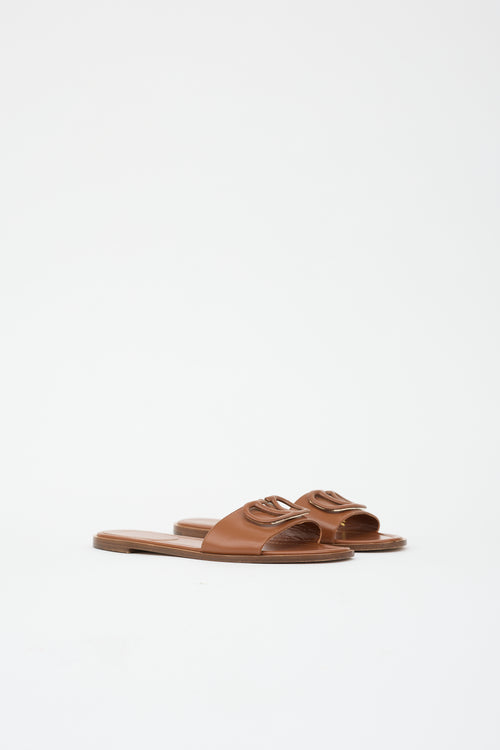 Valentino Leather Vlogo Slide