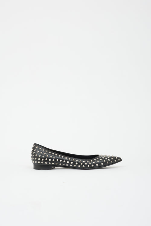 Saint Laurent Leather Studded Flat