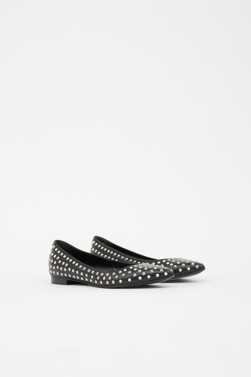 Saint Laurent Leather Studded Flat