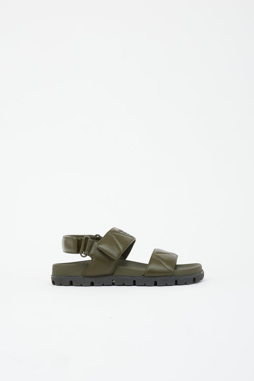 Prada Quilted Leather Logo Sandal