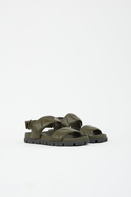 Prada Quilted Leather Logo Sandal