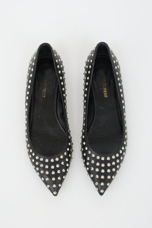 Saint Laurent Leather Studded Flat