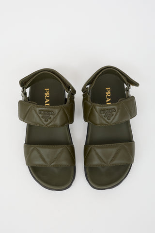 Prada Quilted Leather Logo Sandal