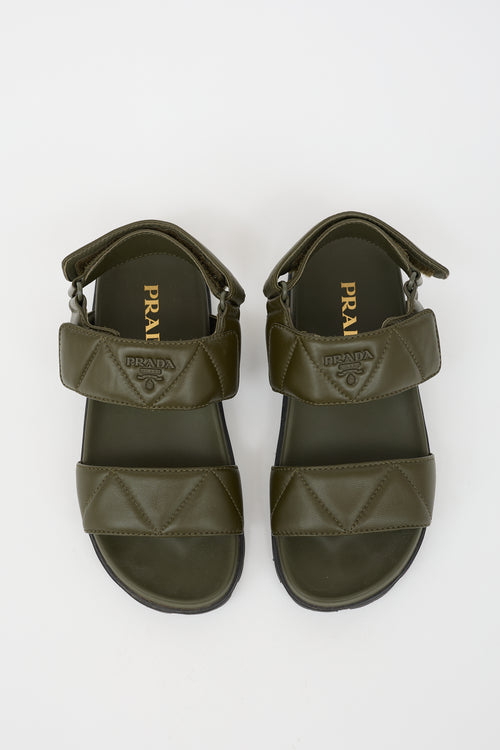 Prada Quilted Leather Logo Sandal