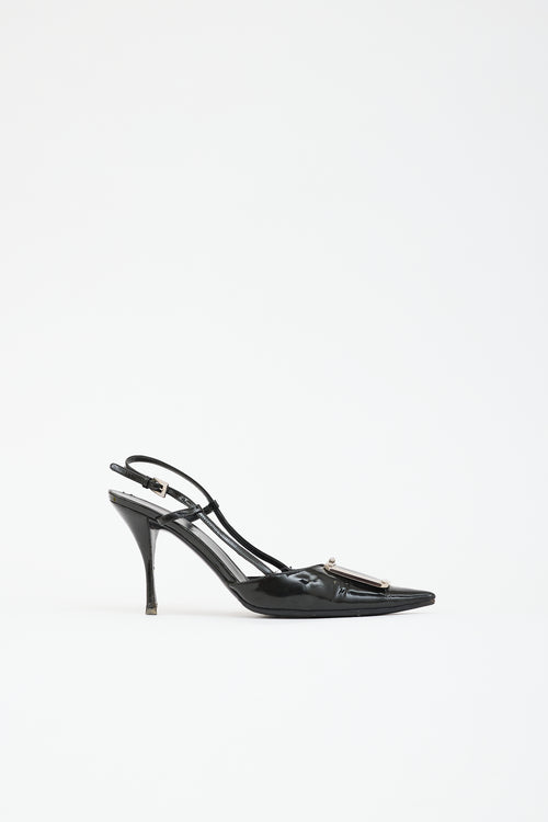 Prada Patent Buckle Slingback Heel