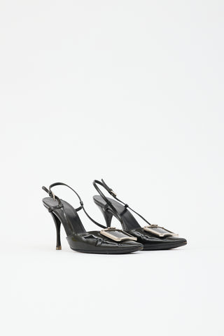Prada Patent Buckle Slingback Heel