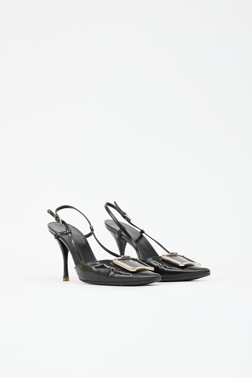 Prada Patent Buckle Slingback Heel