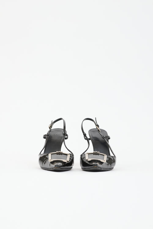 Prada Patent Buckle Slingback Heel