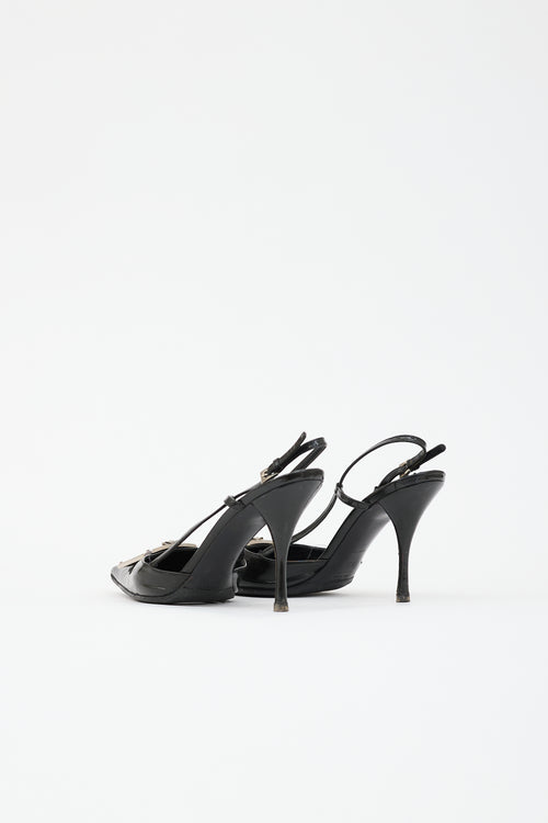 Prada Patent Buckle Slingback Heel