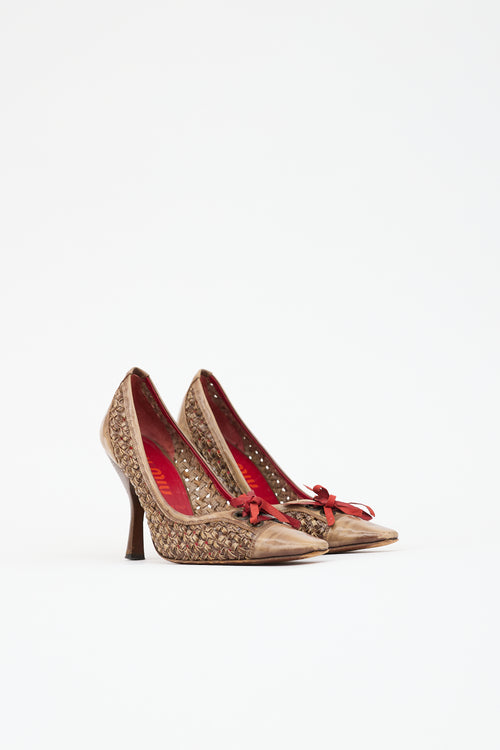 Miu Miu Vintage Leather Woven Pump