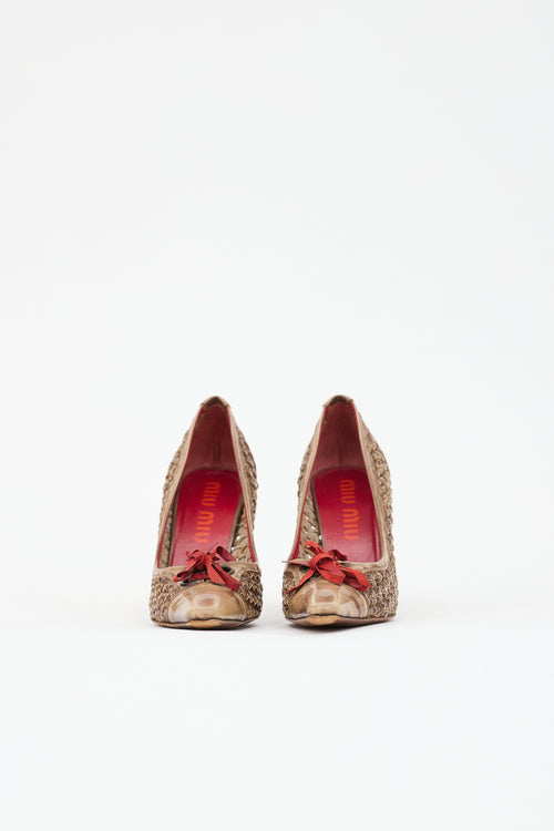 Miu Miu Vintage Leather Woven Pump