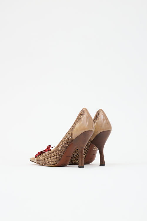 Miu Miu Vintage Leather Woven Pump