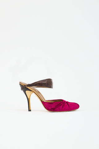 Gucci Velvet & Leather Sandal
