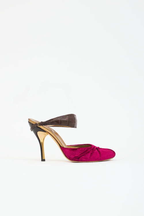 Gucci Velvet & Leather Sandal
