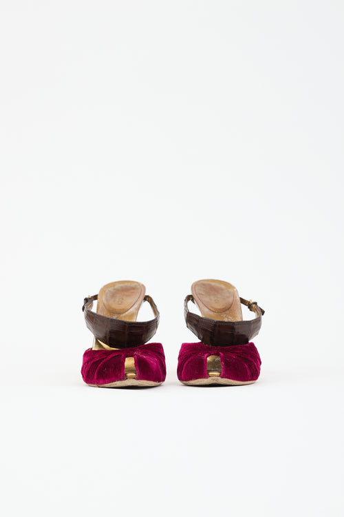 Gucci Velvet & Leather Sandal