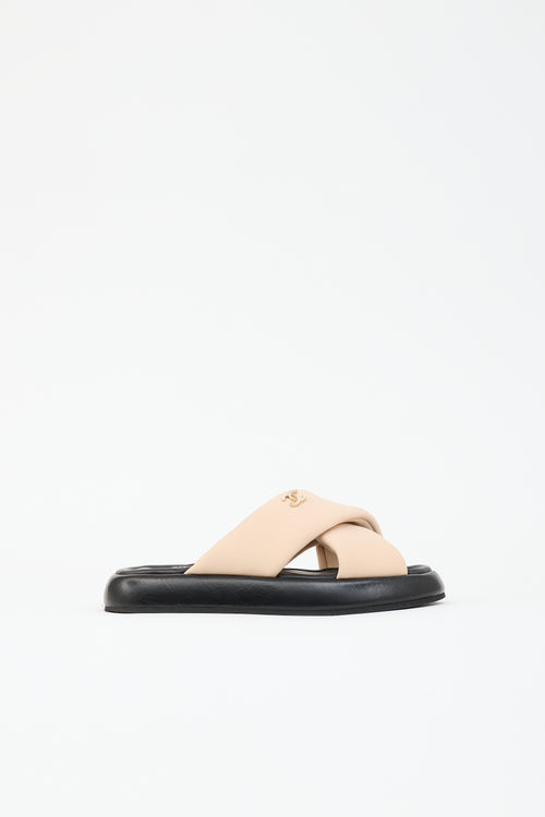 Chanel Leather & Neoprene CC Sandal
