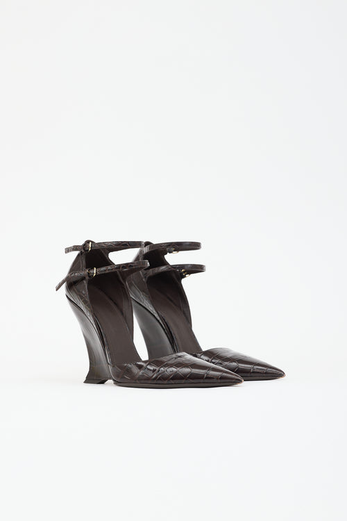 Ferragamo Embossed Leather Vidya Heel