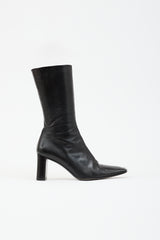 Prada Leather Square Toe Boot
