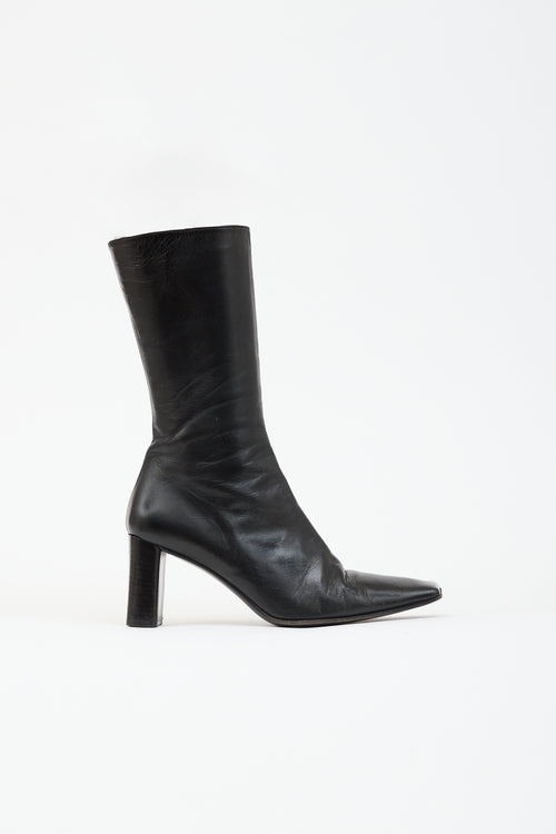 Prada Leather Square Toe Boot