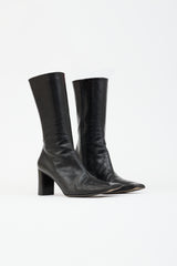 Prada Leather Square Toe Boot