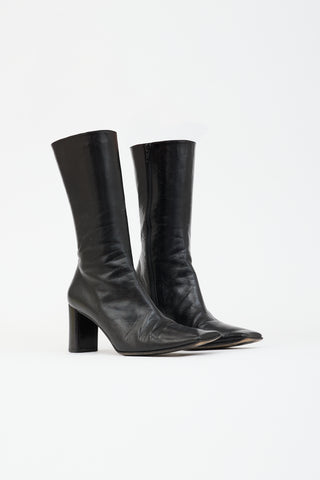 Prada Leather Square Toe Boot
