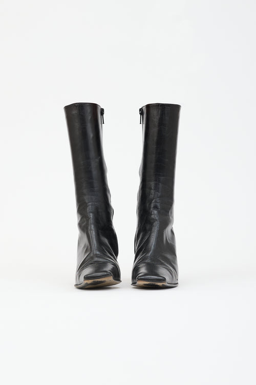 Prada Leather Square Toe Boot