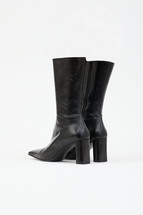 Prada Leather Square Toe Boot