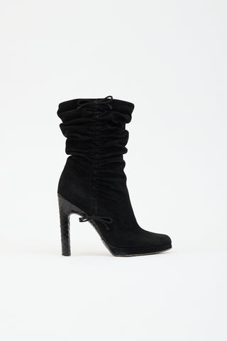 Gucci Suede Ruched Ankle Boot