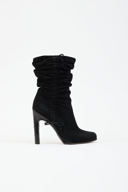 Gucci Suede Ruched Ankle Boot