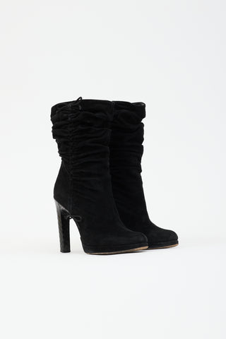 Gucci Suede Ruched Ankle Boot