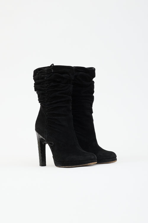Gucci Suede Ruched Ankle Boot
