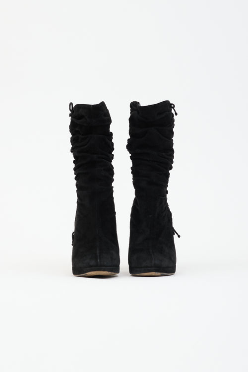Gucci Suede Ruched Ankle Boot