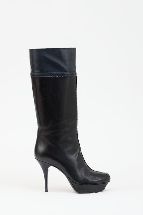 Saint Laurent Leather Brogue Platform Boot