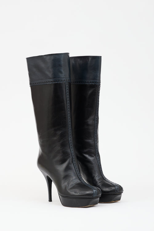 Saint Laurent Leather Brogue Platform Boot