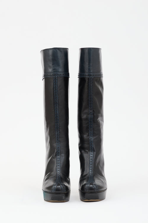 Saint Laurent Leather Brogue Platform Boot